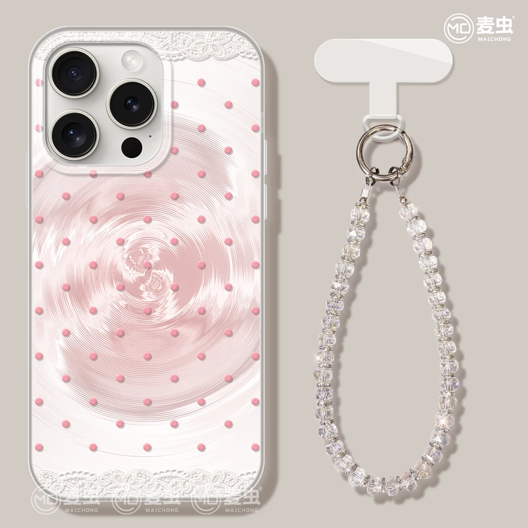 粉色波点适用于Mate70华为苹果16promax手机壳iPhone15高级小米