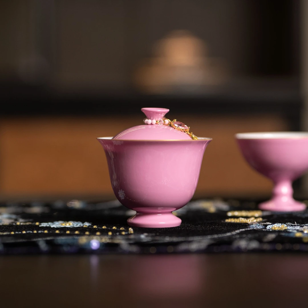 HYJ0048 和雲集  粉色单色盖碗