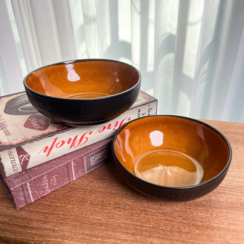 【瑕疵】陶瓷碗窑变沙拉碗高颜值汤面碗家用D4D