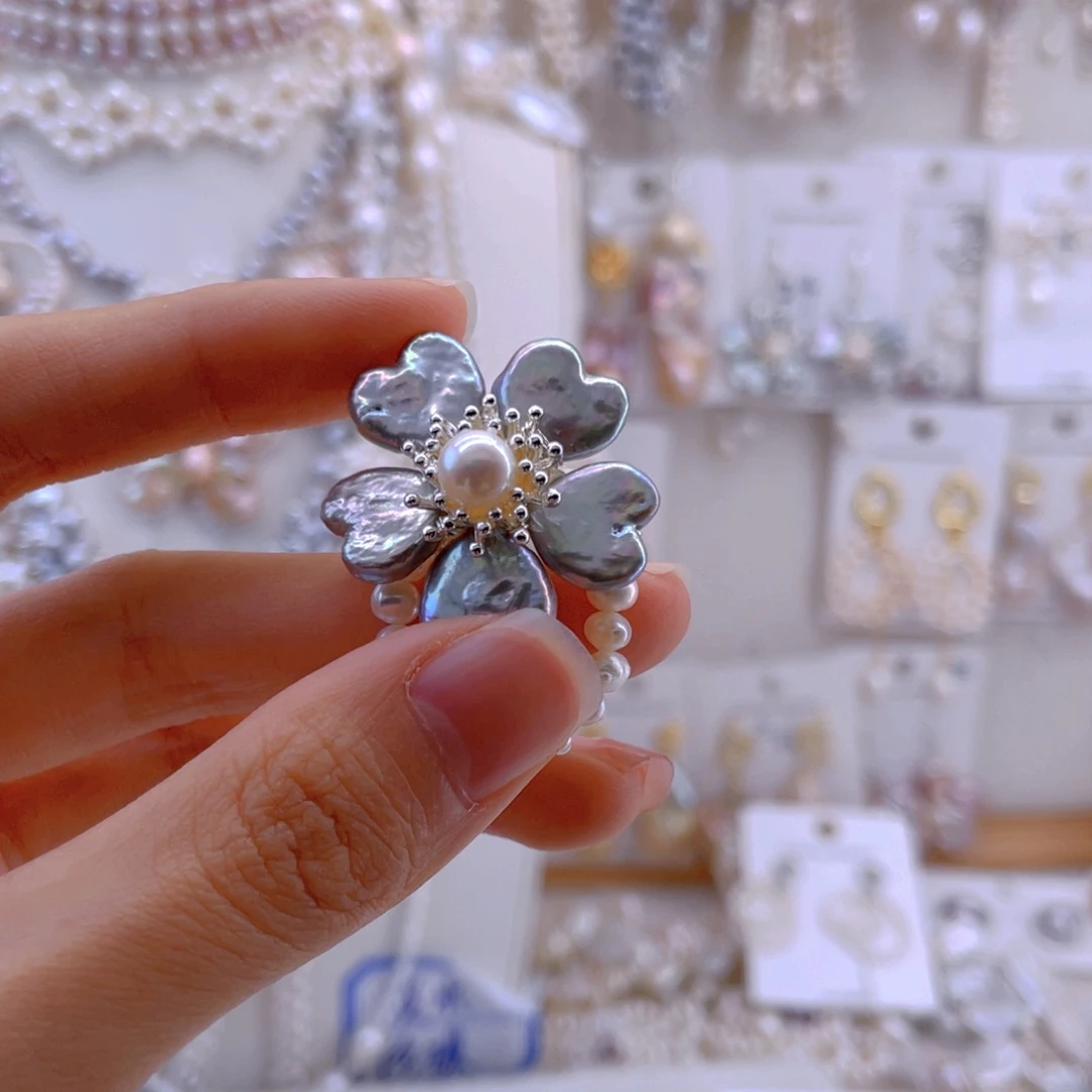 未镶嵌耳饰淡水珍珠戒指