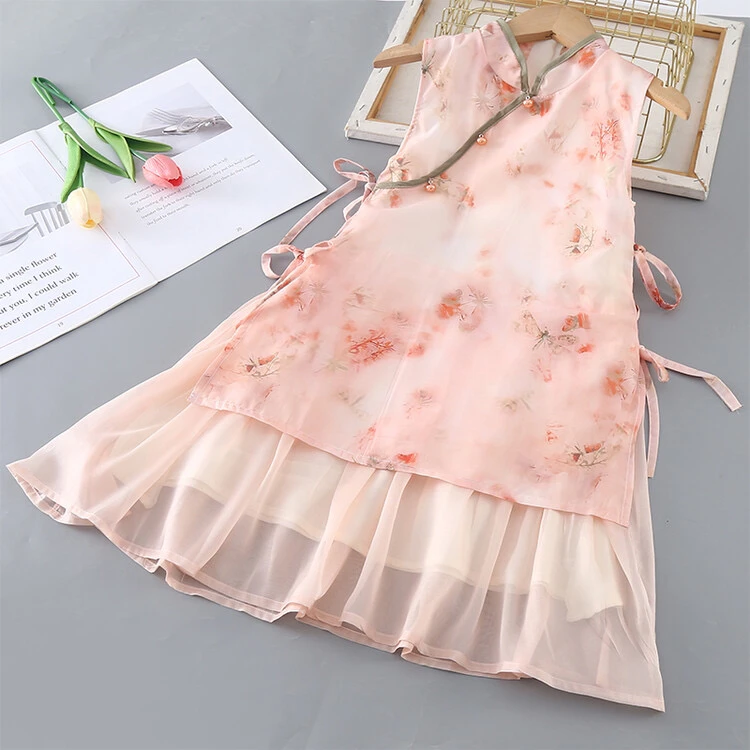 女童新中式汉服连衣裙夏季小女孩日常穿搭唐装旗袍裙儿童国风裙子