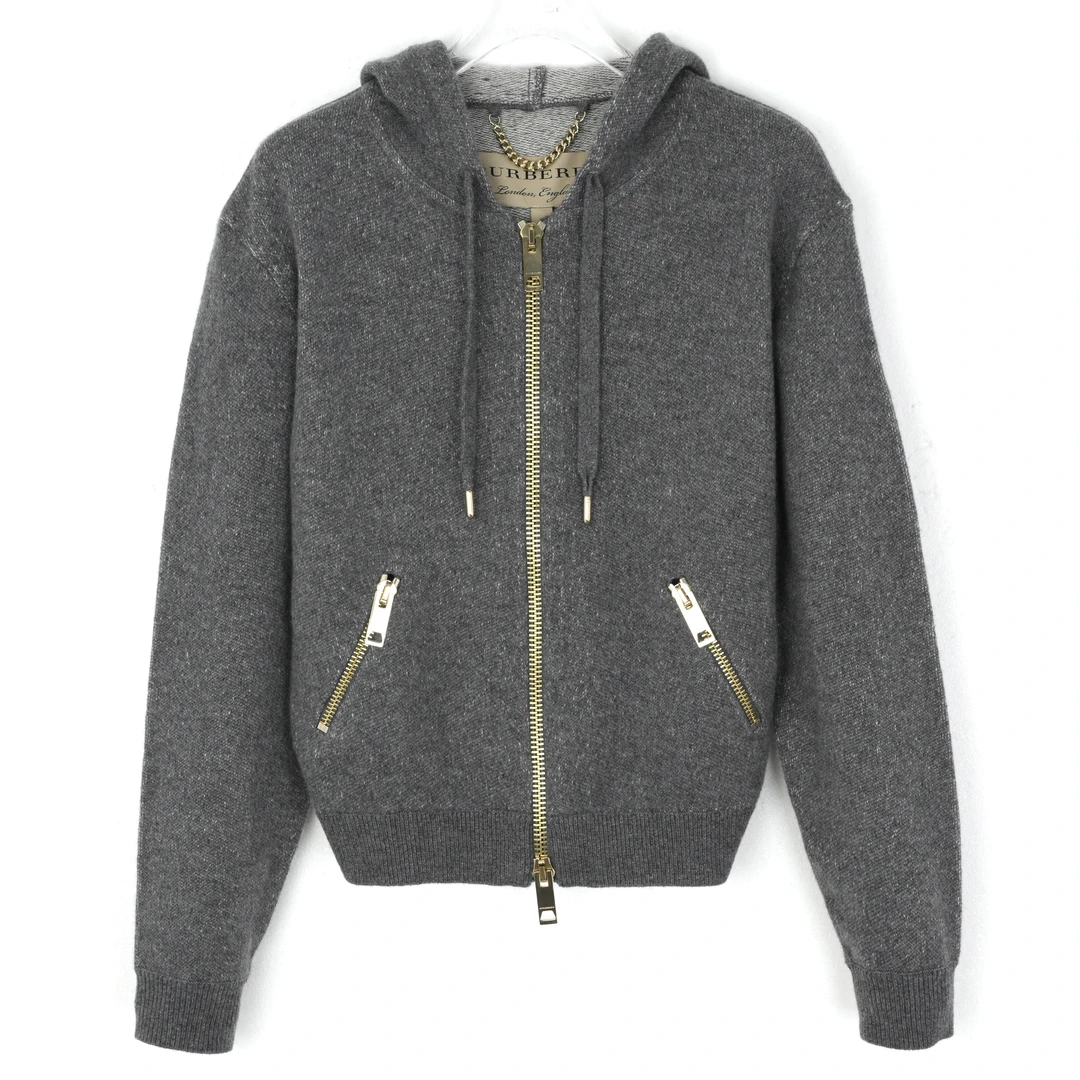BURBERRY/博柏利女士灰色羊绒连帽外套 4020005