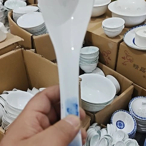 瓷玲珑青花大汤勺2个微瑕疵