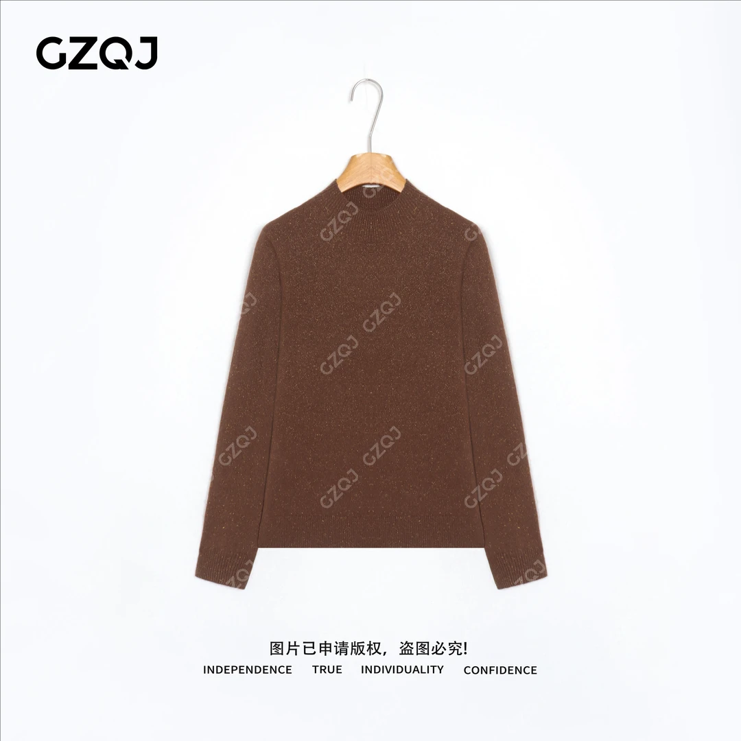 老琴私服【细闪云绒】琥珀流光风显瘦半高领闪闪打底100羊毛衫9513