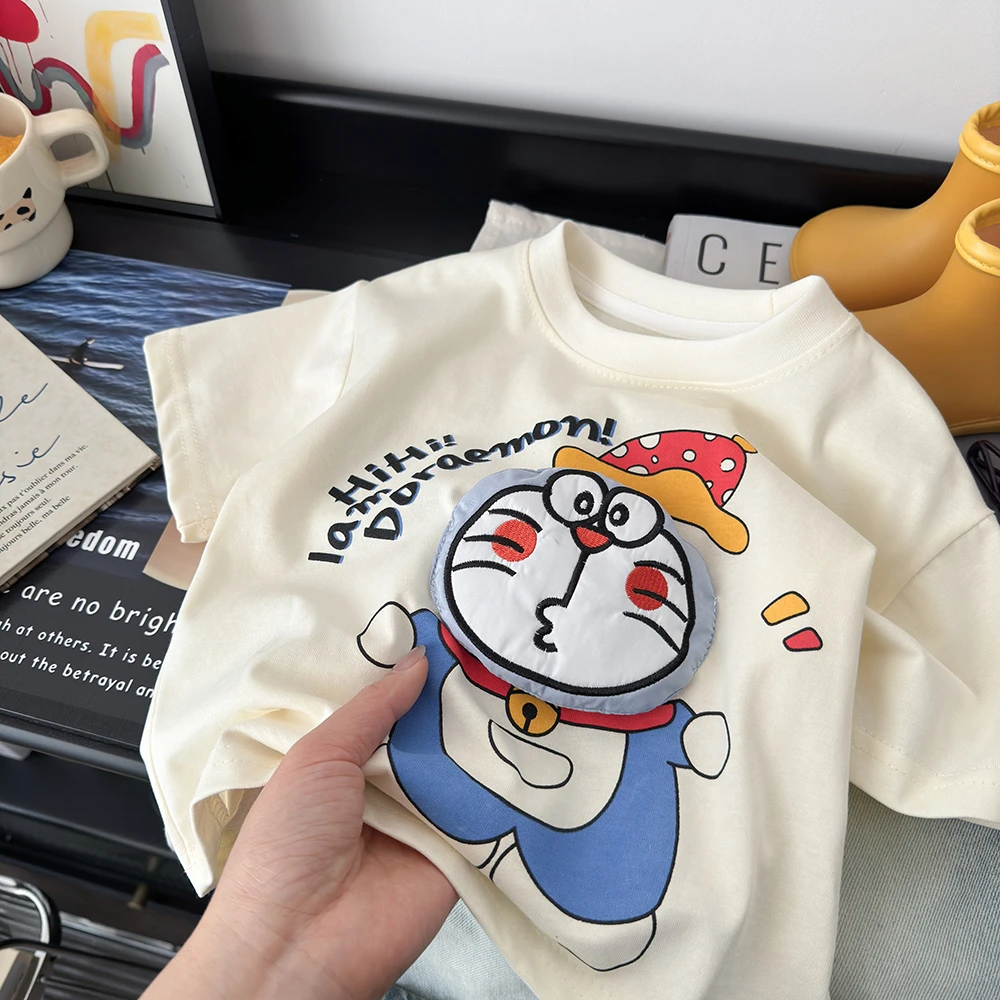 【立体玩偶】儿童短袖T恤夏装2025新款宽松韩版卡通上衣洋气打底衫