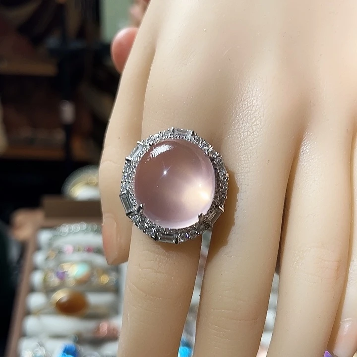 芙蓉石吊坠(不含链)银S925镶嵌莫桑比克六盲星