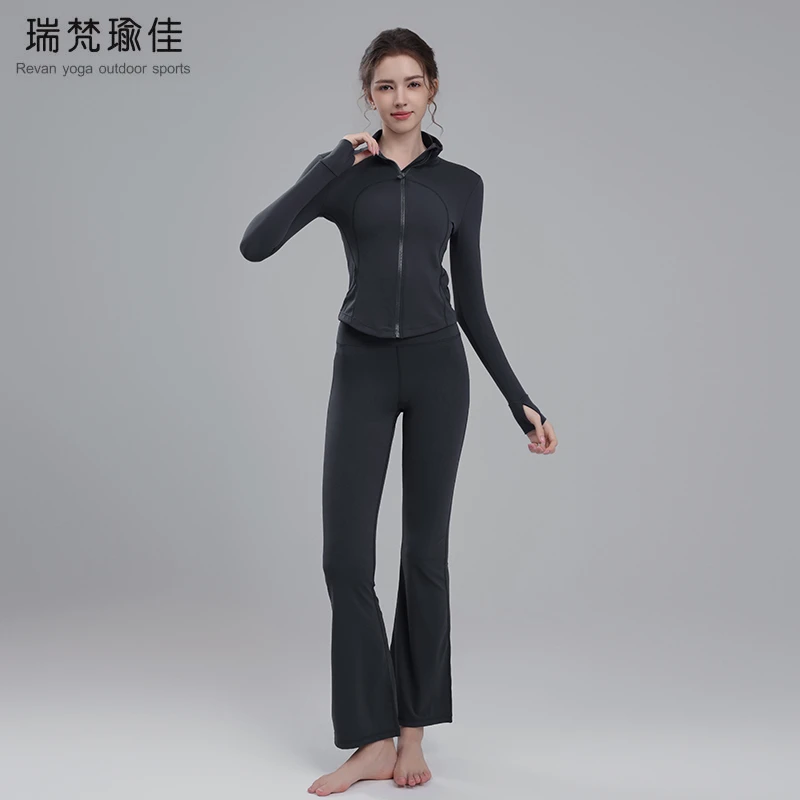 新款高端瑜伽服运动户外休闲套装lu家同款裸感面料跑步立领套装