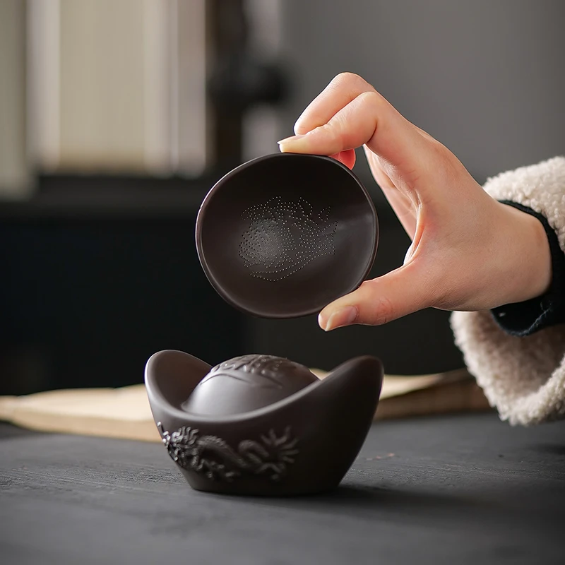 创意元宝茶漏紫砂茶叶过滤器祥龙家用功夫茶具配件茶滤茶隔分茶器