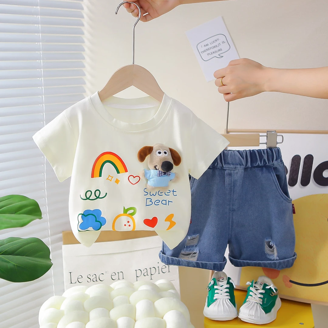 男童夏季套装新款洋气男宝宝夏装薄款卡通短袖两件套小童婴儿童装
