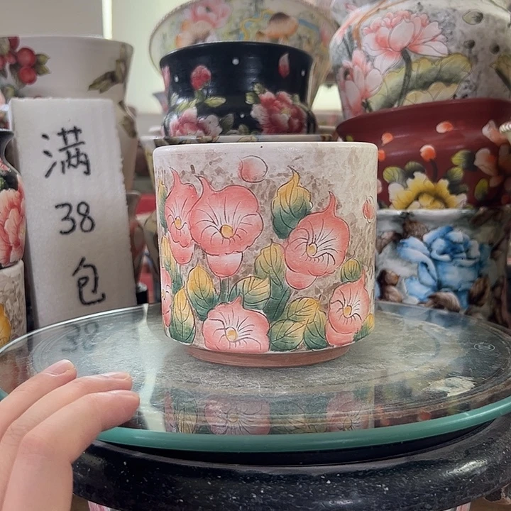 景德镇手绘花盆满38包邮偏远地区除外