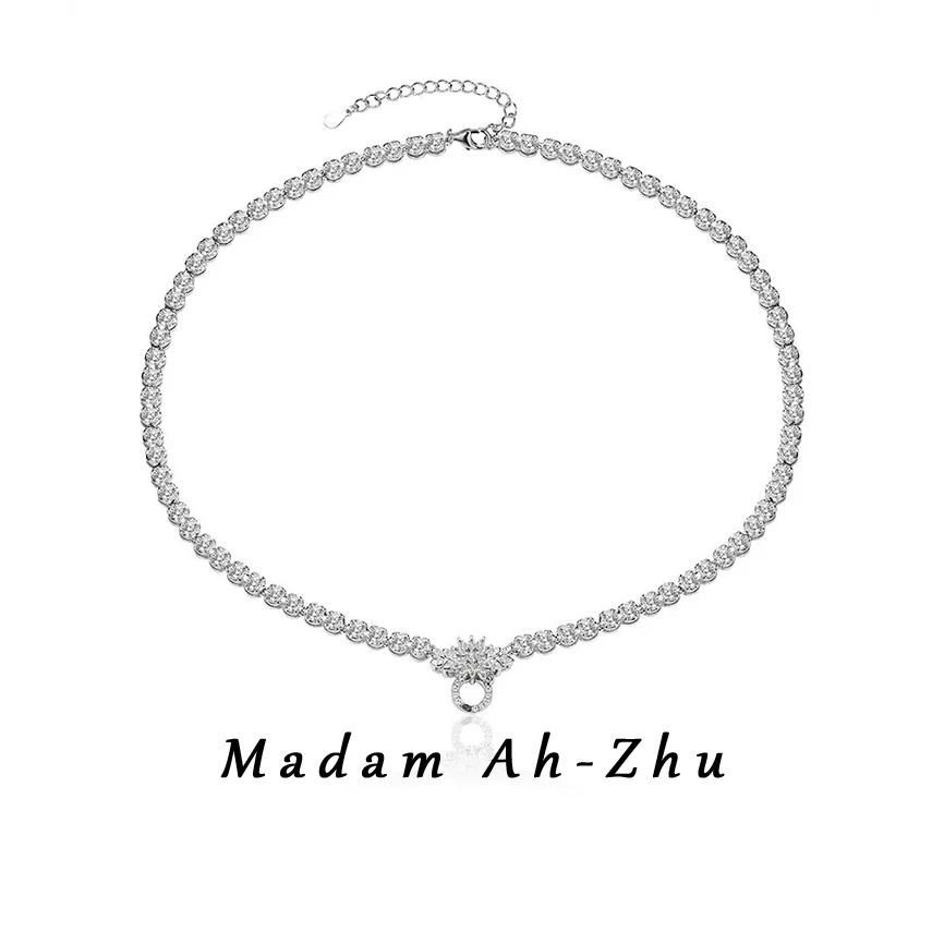 链子925银合成锆石 万能项链百搭项链万能扣锁骨链X0012