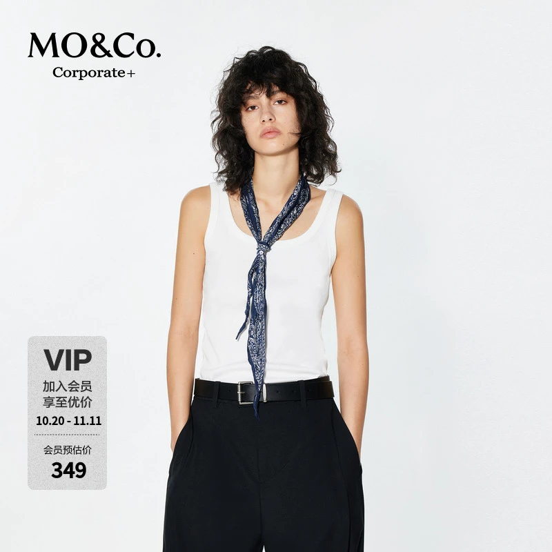 【C+系列】MOCO背心2025夏新品弹力棉感简法圆领修身MBE2VET009