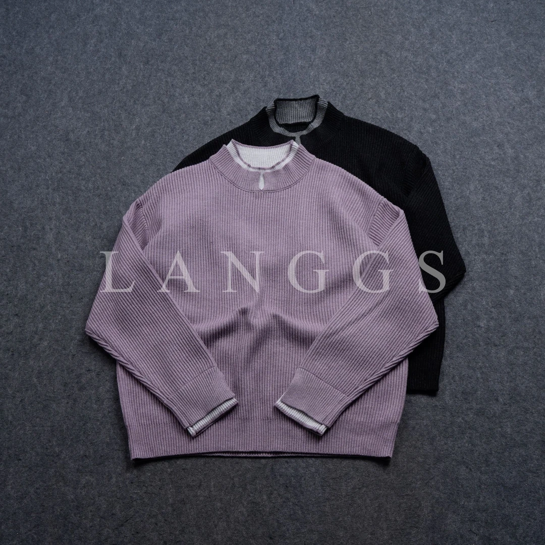 LANGGS&鸣谷 Soft fabric-轻柔细织混纱羊毛假两件毛衣-FW5421