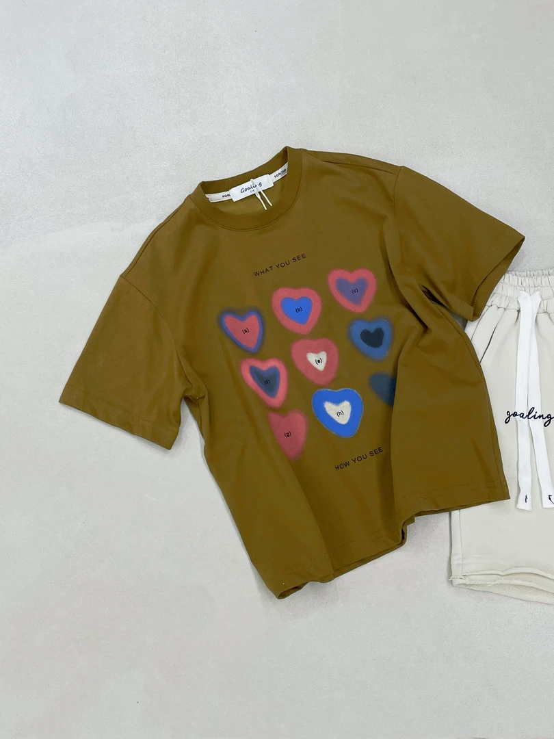 通勤常规款几何印花圆领短袖T恤夏季中童休闲T恤