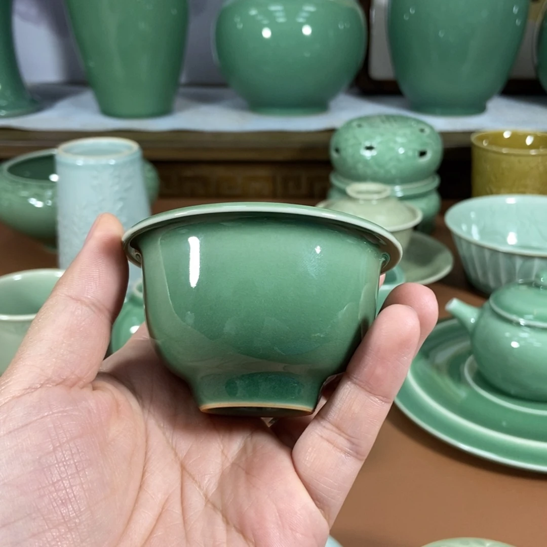 褪***る龙泉青瓷茶器主人杯手工