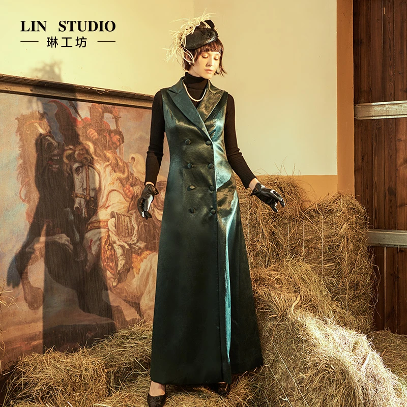 【特殊活动款 不支持退换】琳工坊绿色马甲式风衣唐琳设计师