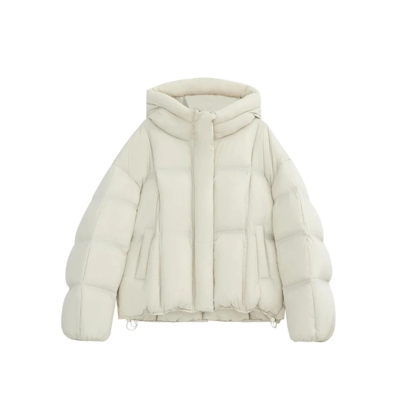 高端泡芙女短款2024新款宽松加厚龟背连帽外套377-1