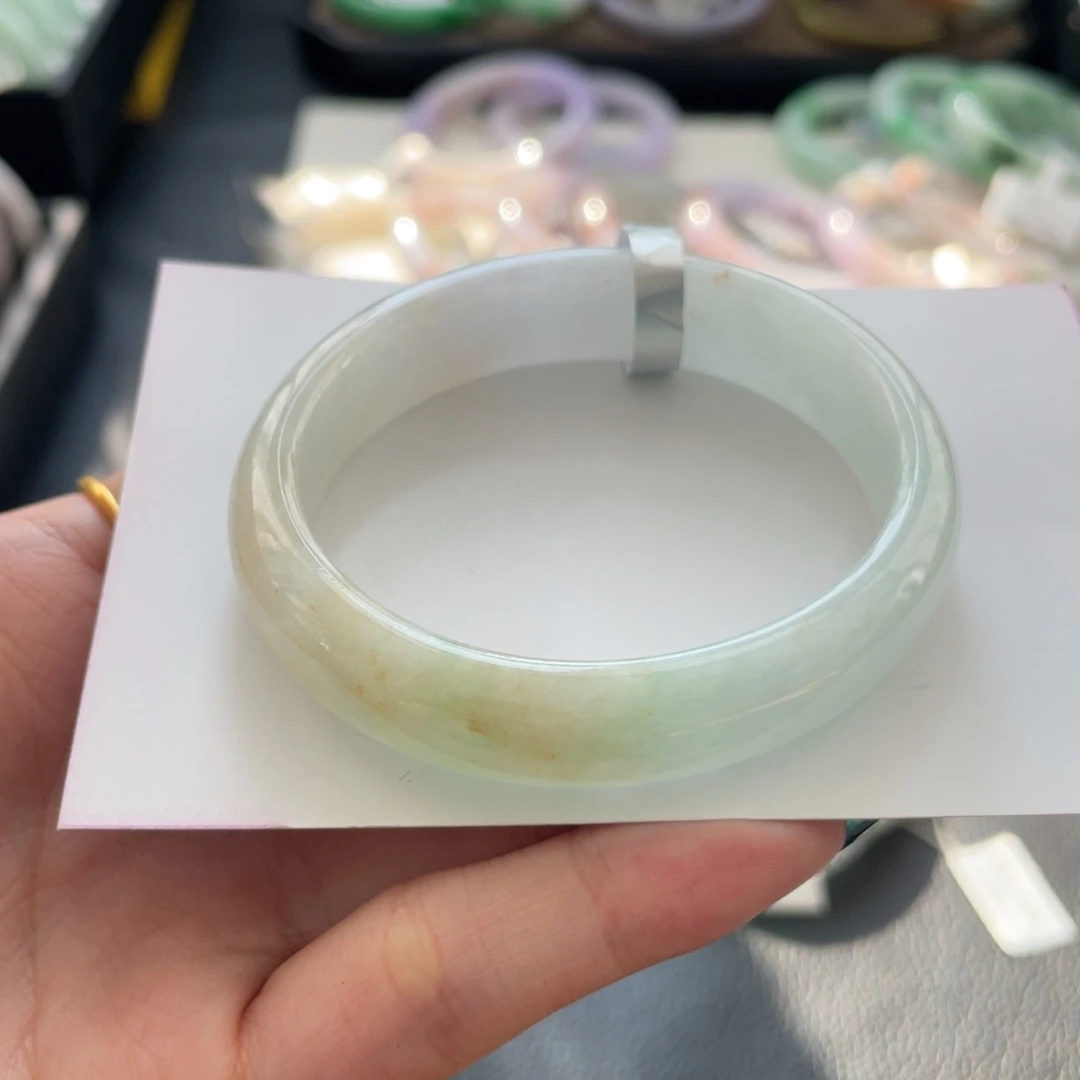 翡翠未镶嵌手镯42号54.8贵妃纹裂