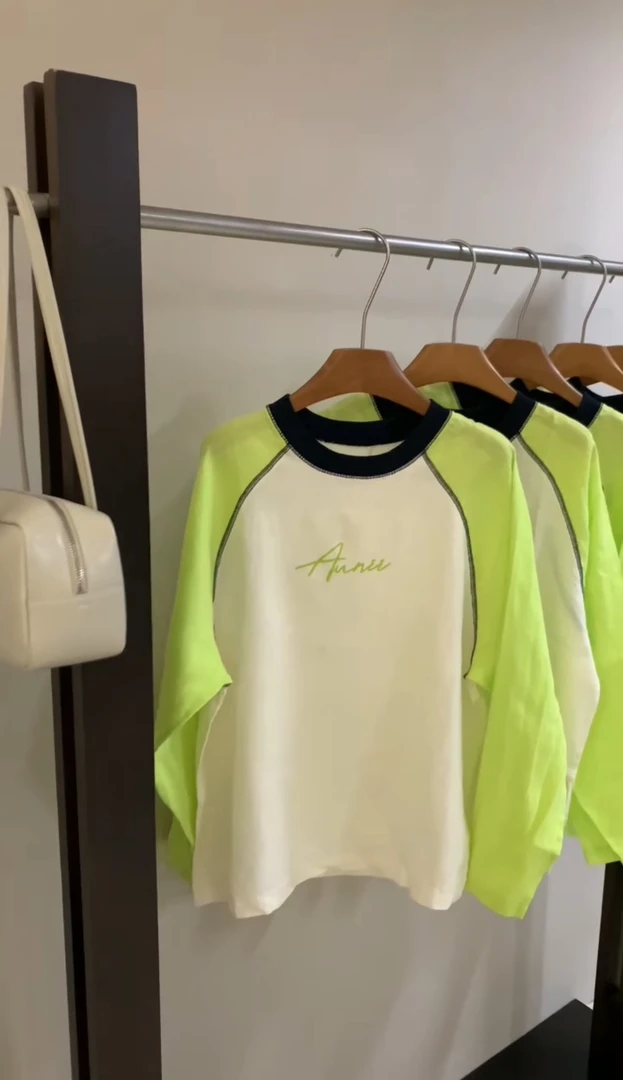 拼色多巴胺全麻上衣