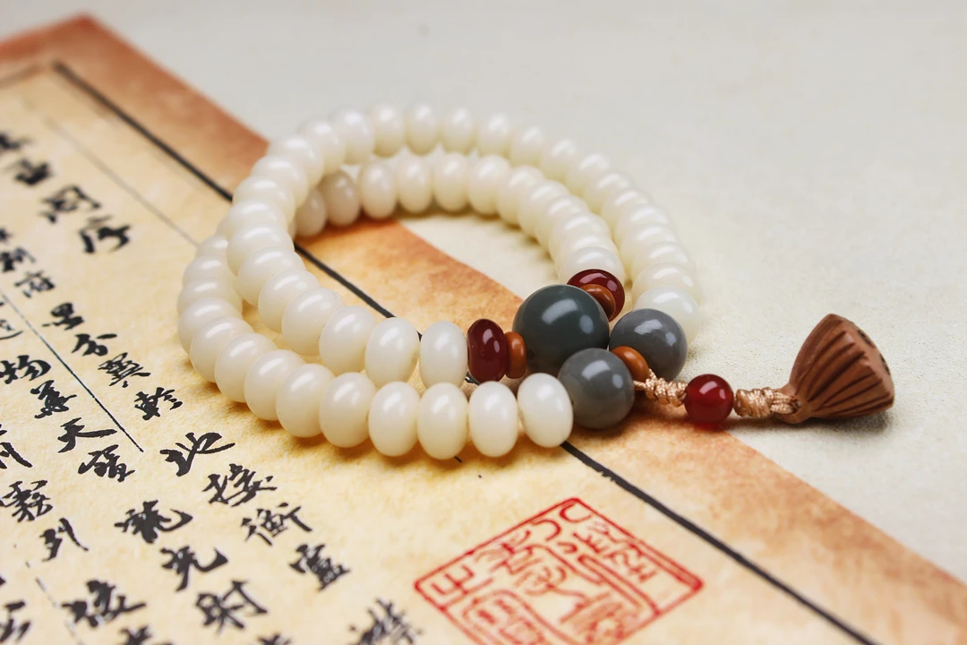 白菩提羊脂菩提双圈手串