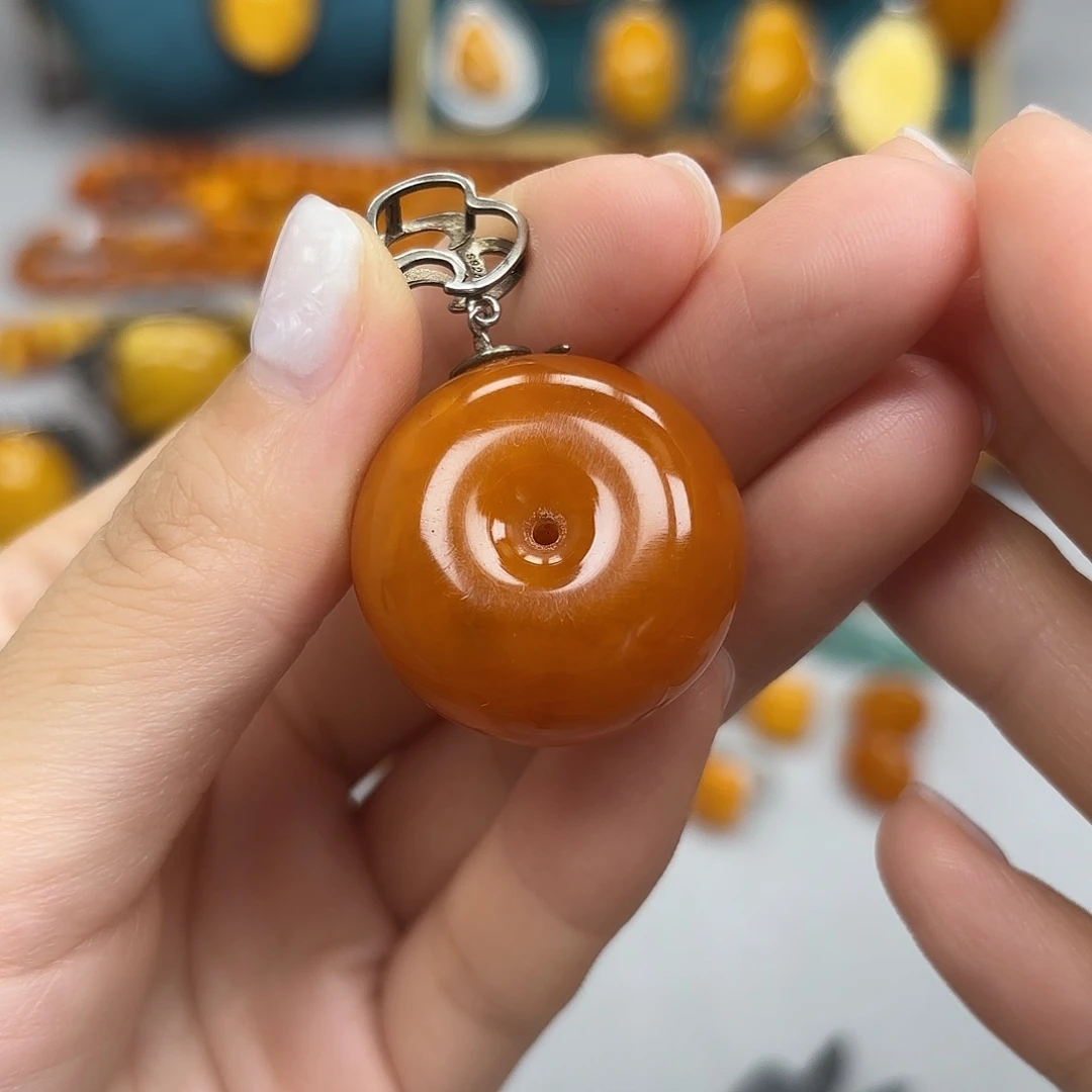 银S925镶嵌颈饰蜜蜡扣子