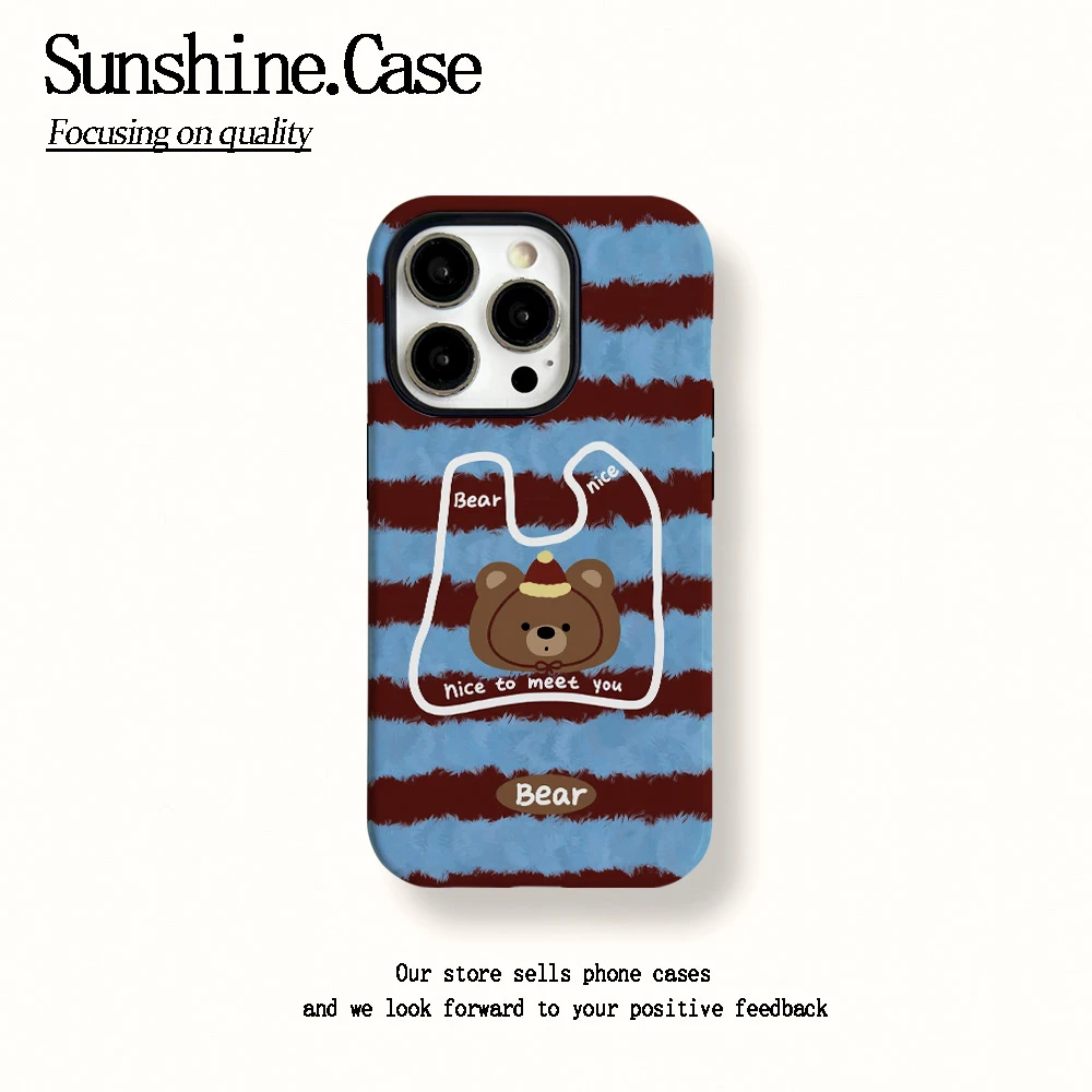 菲林二合一适用苹果华为vivo小米oppo手机壳毛衣小熊16PROMAX/15