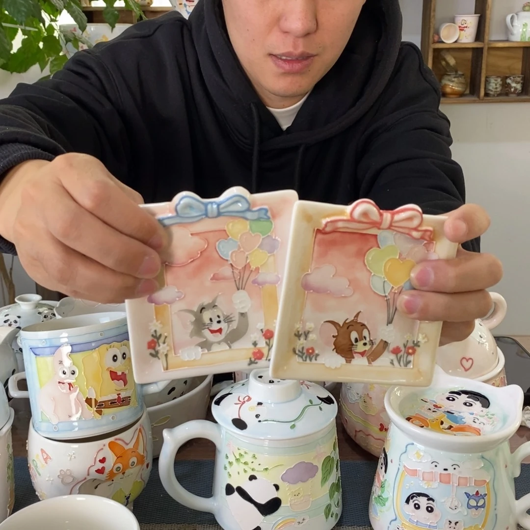 v***o瓷片景德镇釉下彩手绘