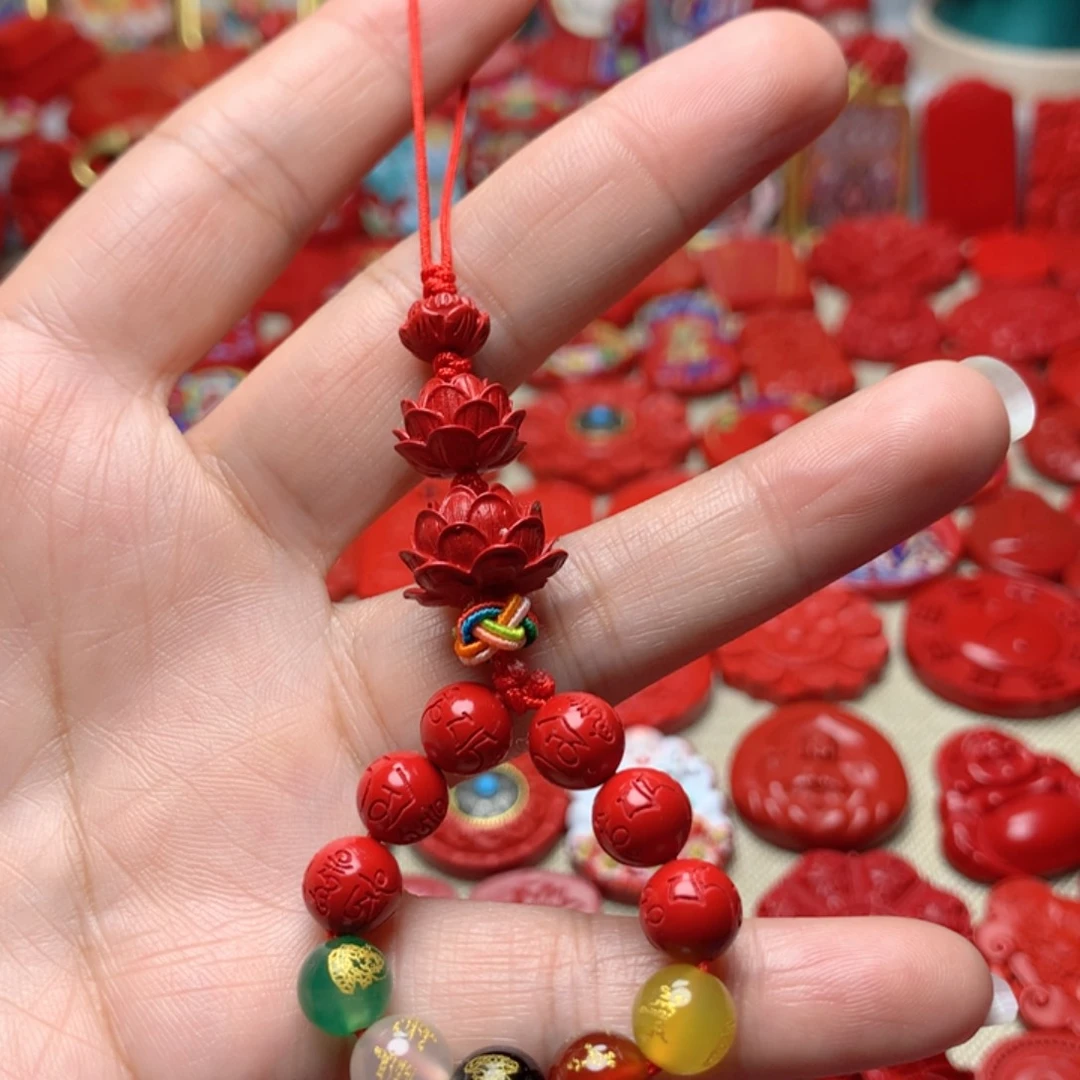 天然辰砂工艺品朱砂吊坠