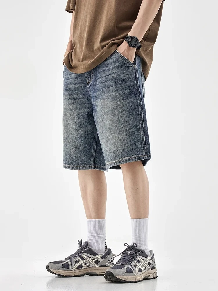 (工厂尾货*不包邮)2025夏季新款牛仔短裤男士牛仔中裤松紧腰中裤