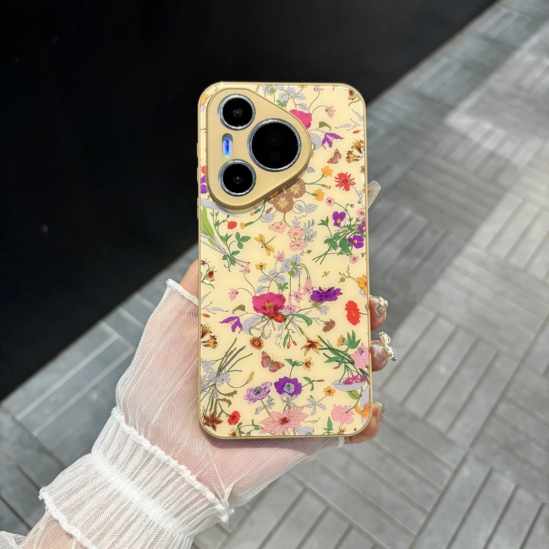 苹果/华为/oppo/vivo/小米 美拉德小碎花适用pura70玻璃手机壳