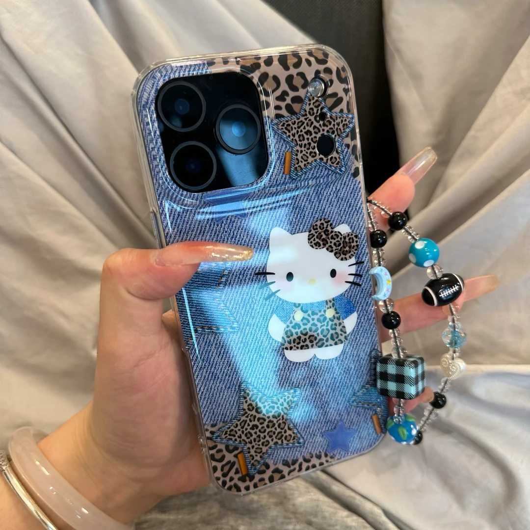 豹纹牛仔Kitty适用iPhone17promax韩系16PRO手机壳15可爱14/13软