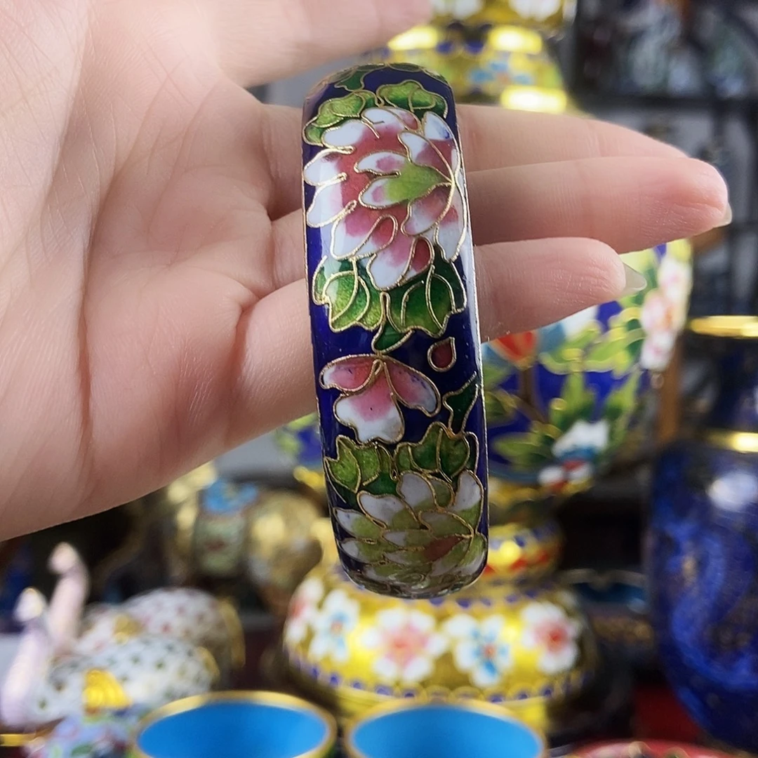 铜银蓝开口镯宝蓝色