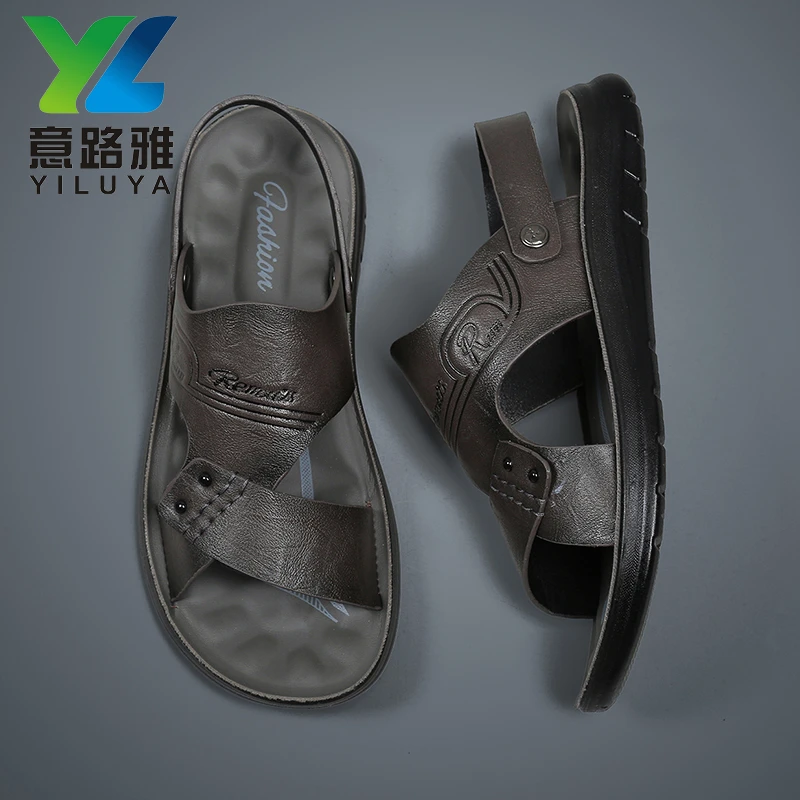 意路雅夏季皮凉鞋防滑耐磨真皮牛皮外穿两用拖鞋沙滩软底舒适男鞋