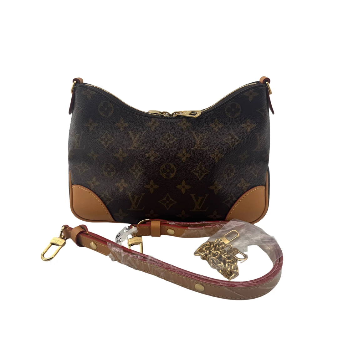 99新 LouisVuitton/路易威登 芯片新款单肩老花小号LV牛角包/全原