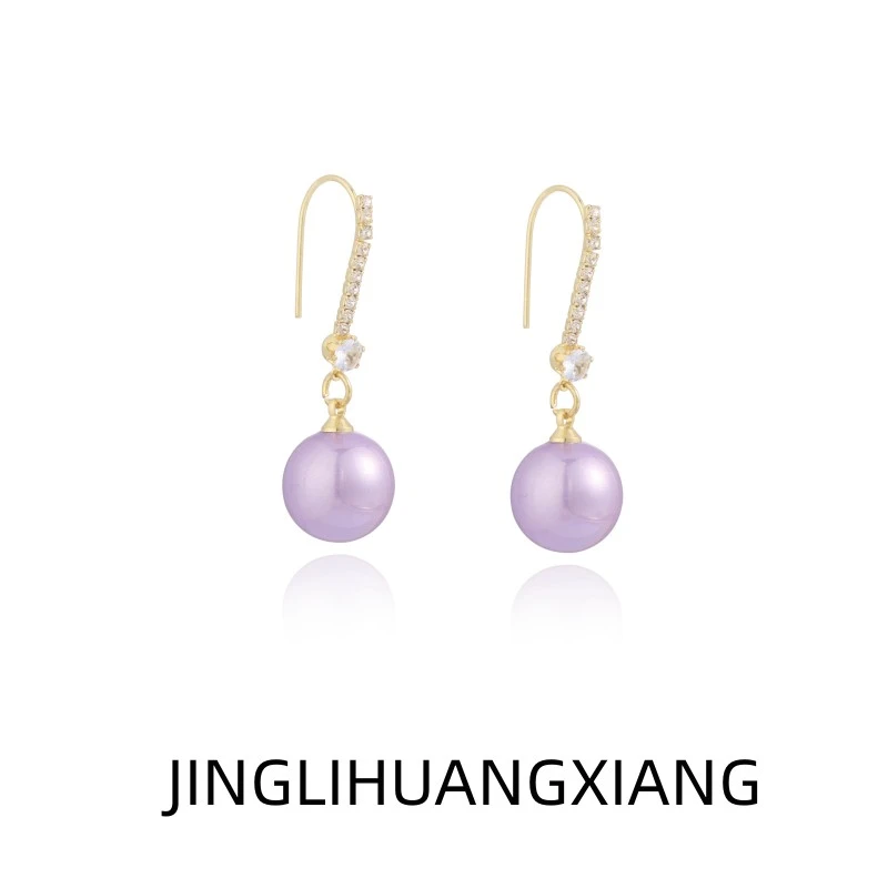 合金耳饰 c-424紫色耳环气质轻奢时尚百搭小众简约精致耳饰