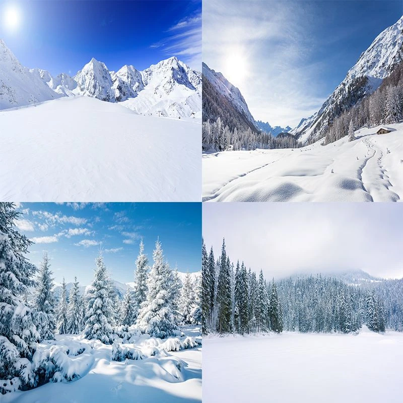 2025新款风水瀑布山水直播背景装饰墙纸墙布冬天雪景雪山直播背景