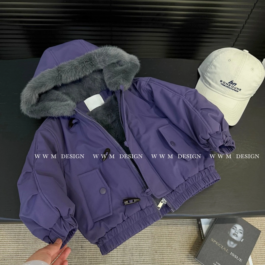 现货【文文妈】新款时尚男童加绒加厚冬季韩版儿童棉服外套hyp3076