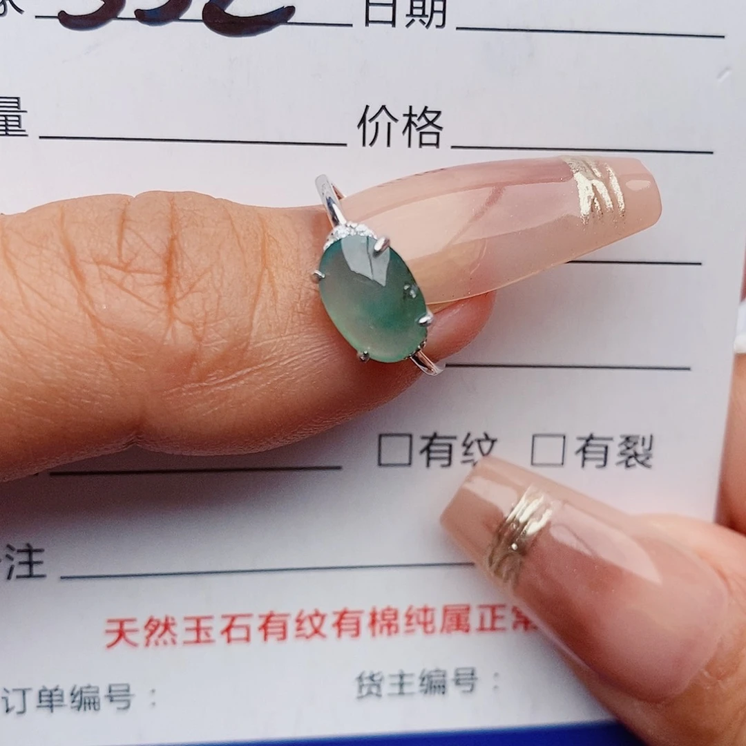 翡翠戒指银S925镶嵌戒指