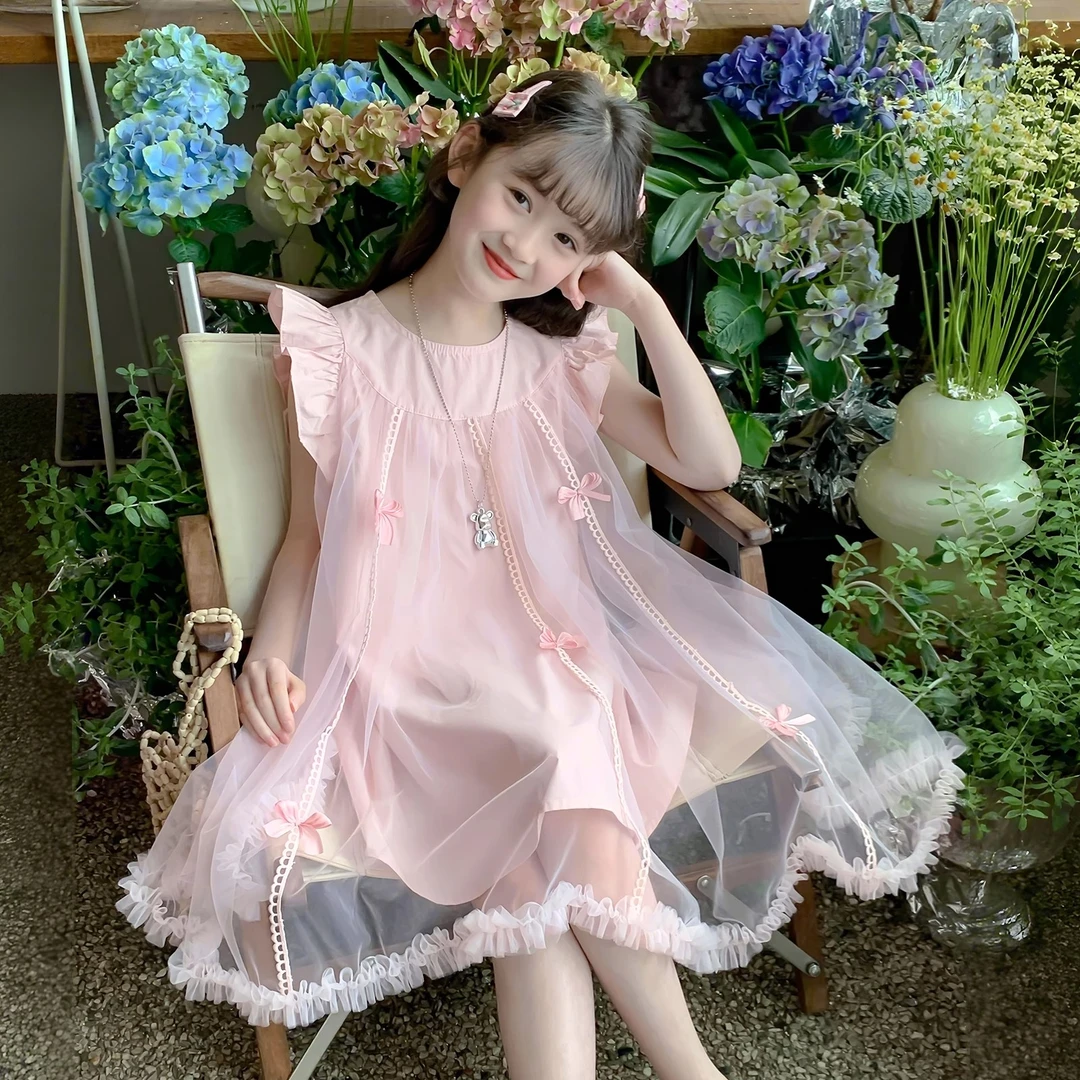 女童连衣裙2025新款夏洋气童装小女孩富家千金感裙子儿童公主裙薄