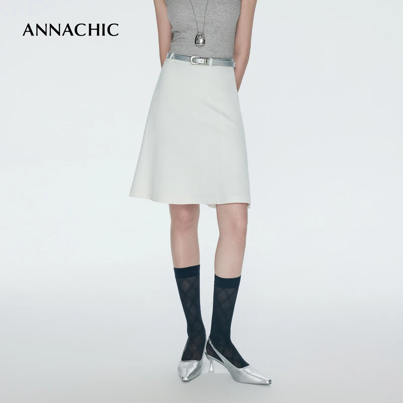 ANNACHIC强推M1u俏皮_立体分割剪裁半身裙/短款高腰A字裙半裙短裙