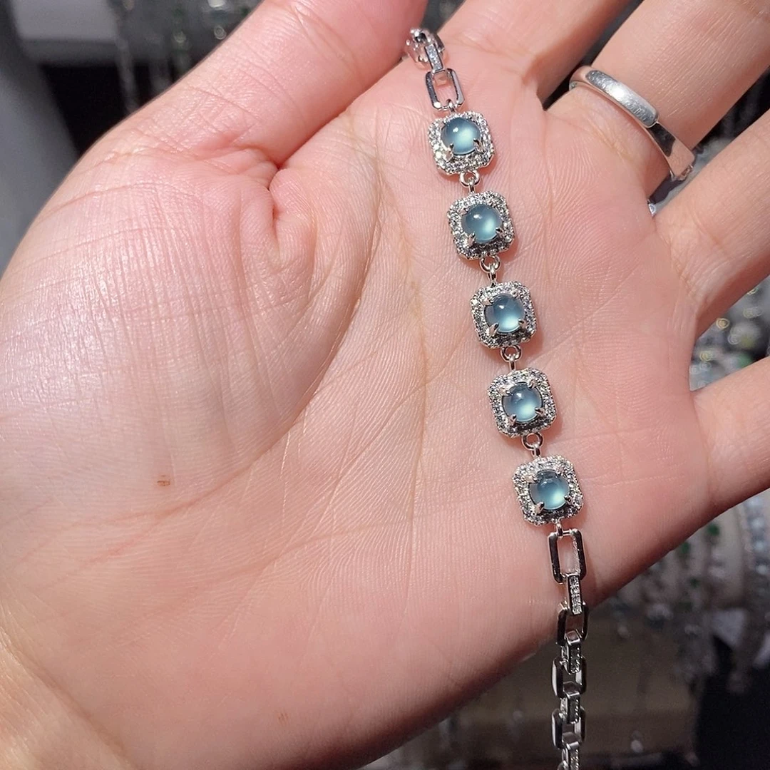 银S925镶嵌手链翡翠