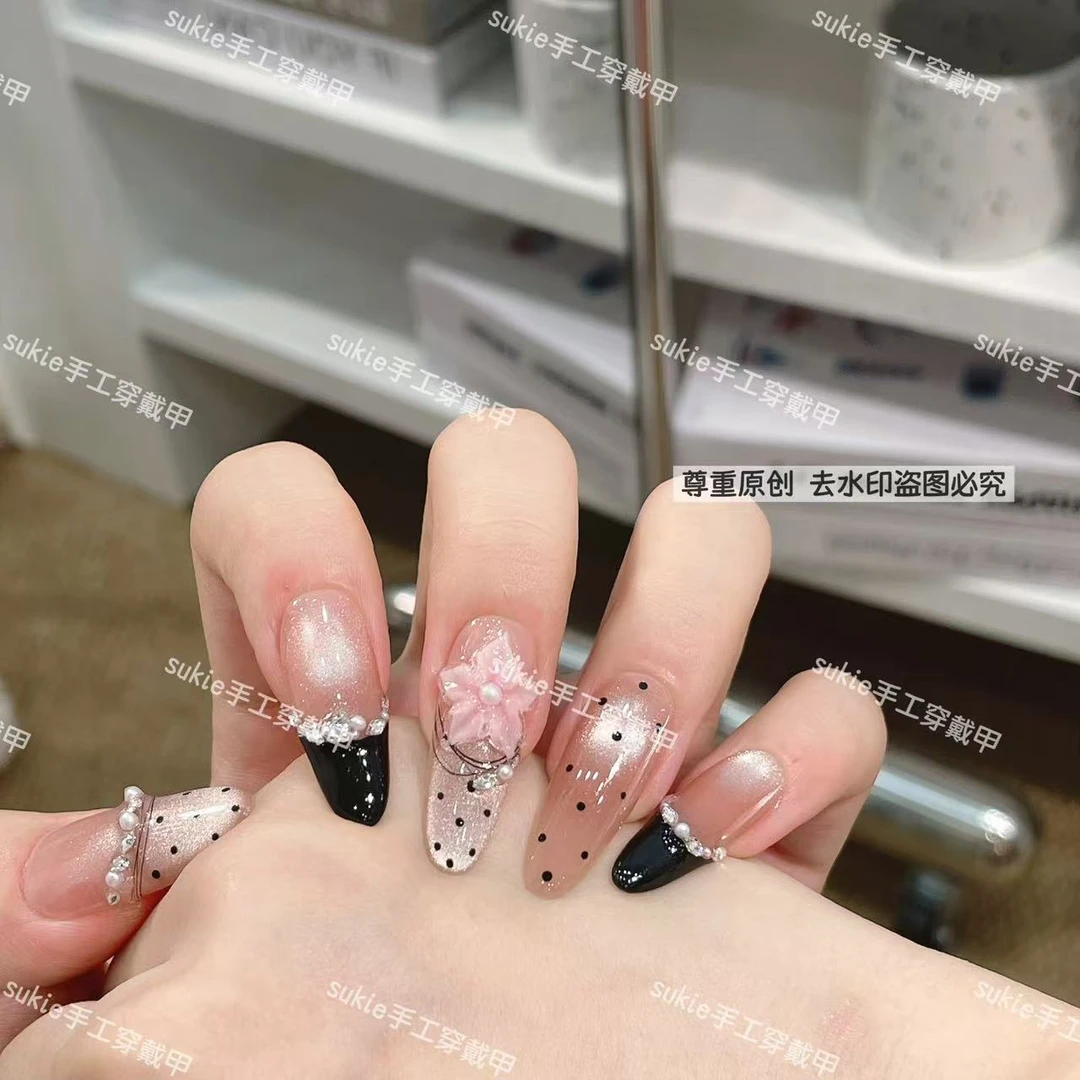 【月下花神】纯手工制作穿戴甲手绘美甲贴片可拆卸新款美甲