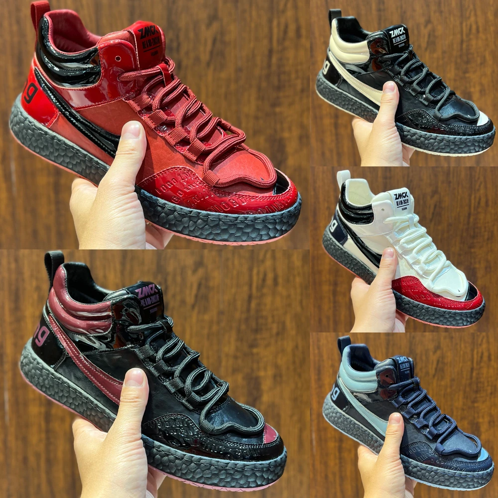 漆皮亮面潮流休闲鞋时尚运动百搭软底舒适男士板鞋单棉同款保暖冬