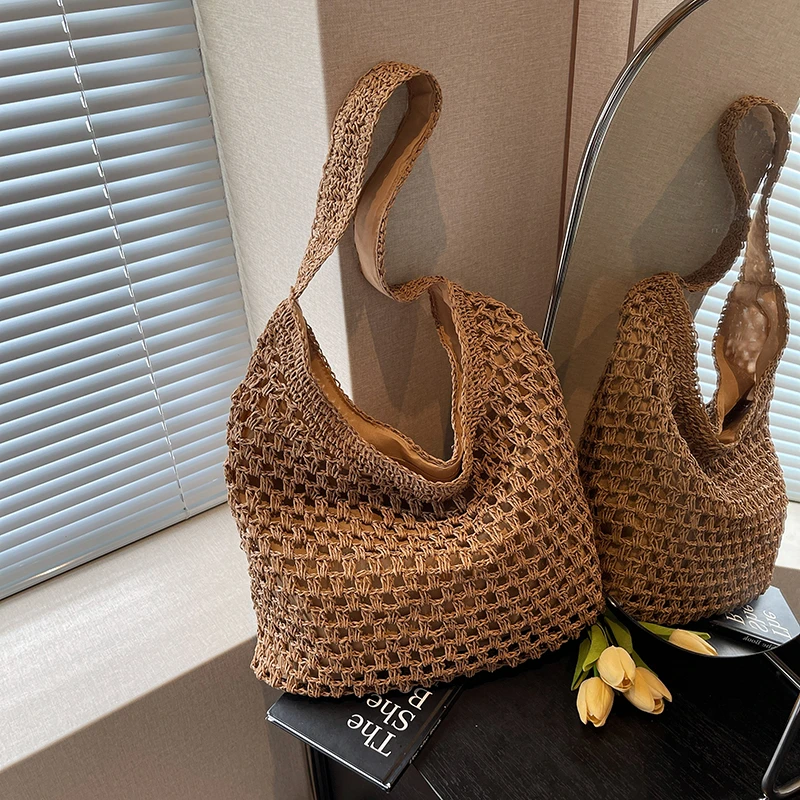 仙茉2025新款包包编制包时尚百搭单肩包海边沙滩假日编织包腋下包