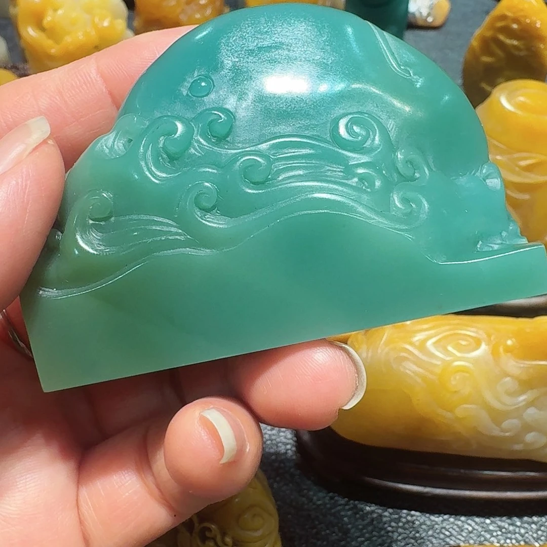 寿山石印石沙****刻雅安绿