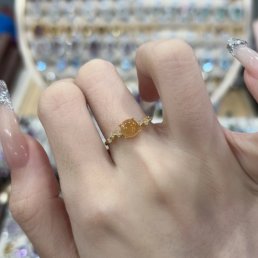 脆***沙黄晶银S925镶嵌戒指