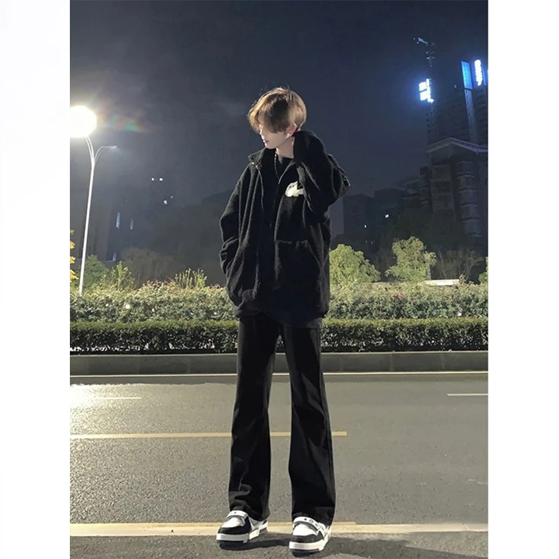 cleanfit黑色微喇牛仔裤男款爆款2025新款美式男生裤子柳叶弯刀裤