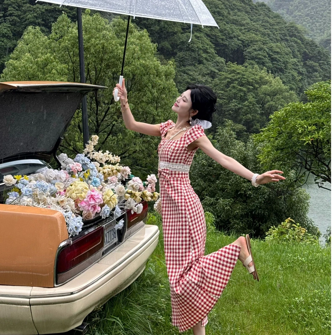小八定制【奥法庄园】25夏季气质显瘦小众设计短袖连衣裙 00079 LSC