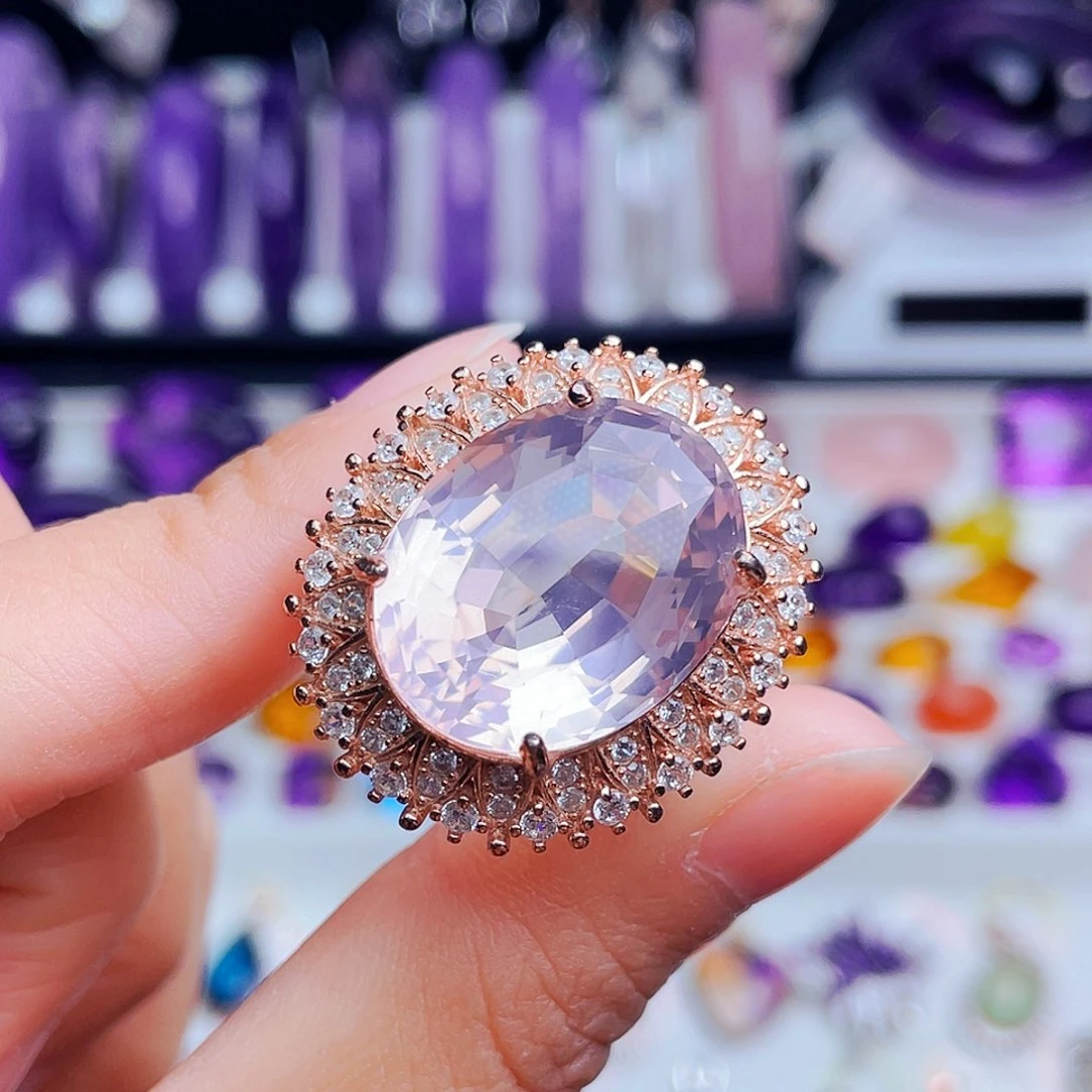 银S925镶嵌戒指芙蓉石天然保真