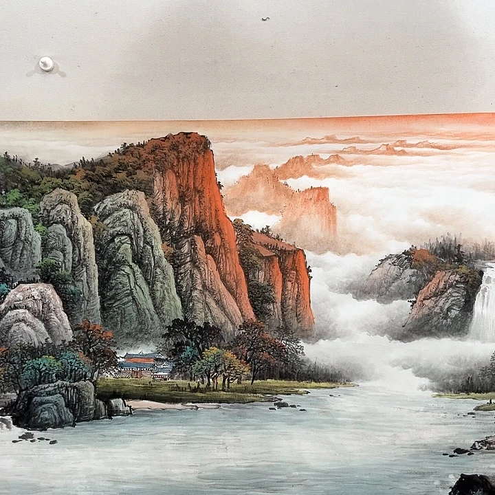 国画工画山水作品任海鲜画